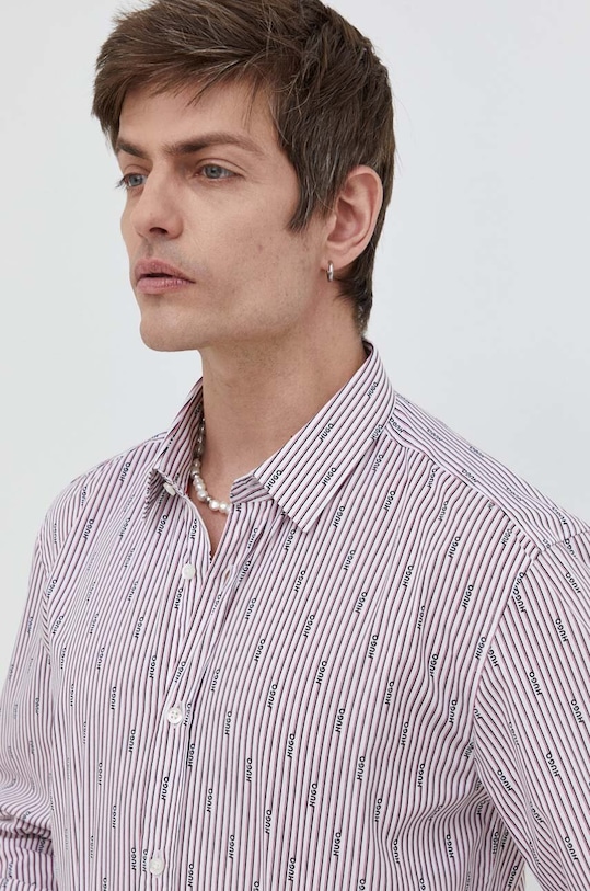 Bavlnená košeľa HUGO slim červená 50508305