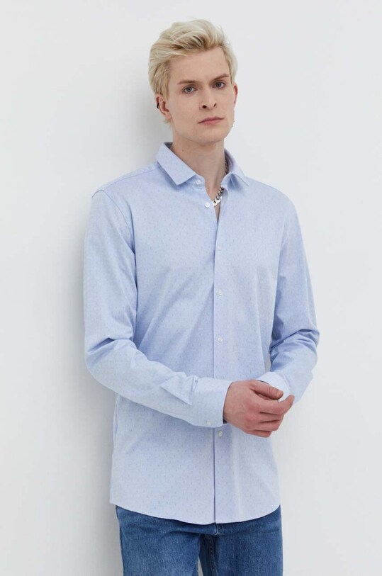HUGO cămașă din bumbac cu modele albastru 50508313
