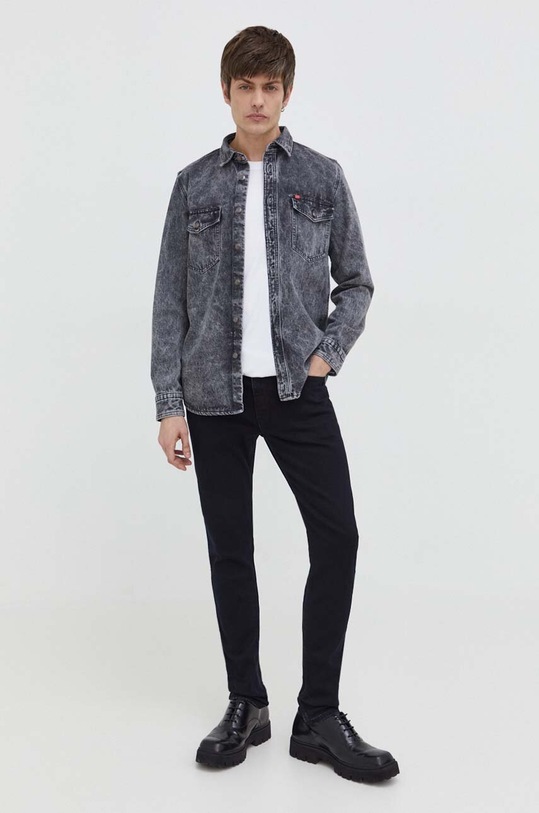 HUGO koszula jeansowa 50508625 szary SS24
