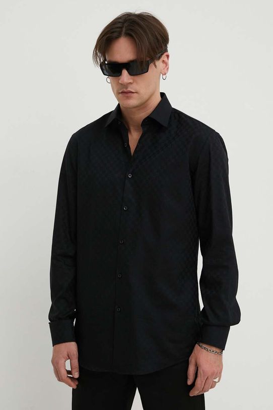 Хлопковая рубашка HUGO узор чёрный 50508316