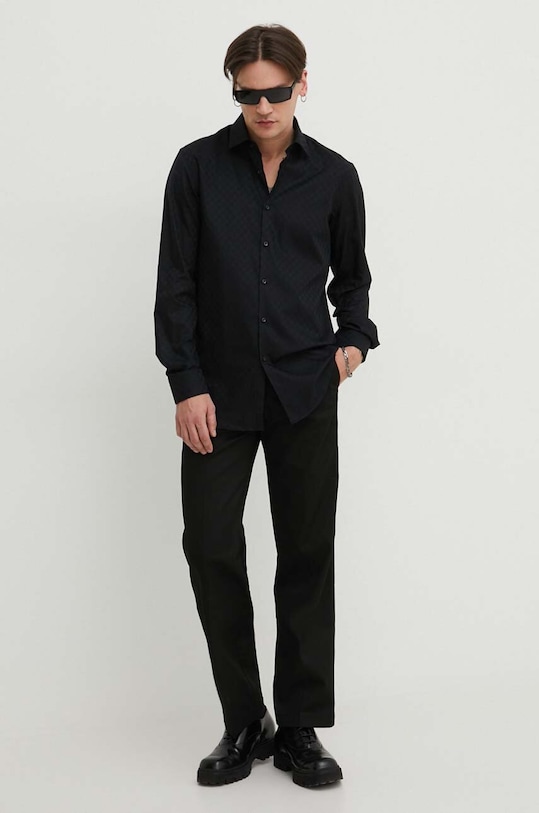 Хлопковая рубашка HUGO 50508316 чёрный SS24