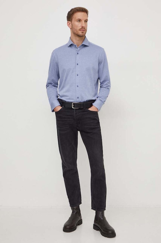 Хлопковая рубашка BOSS 50508922 голубой SS24
