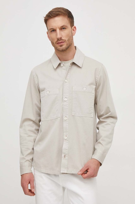 Košile Boss Orange hladký béžová 50506734