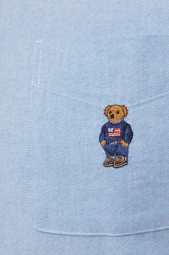 Хлопковая рубашка Polo Ralph Lauren 710928917 голубой