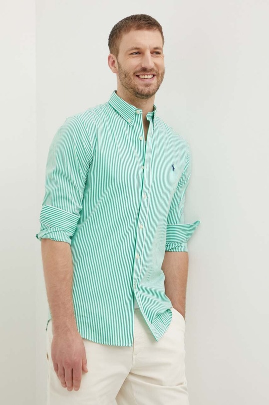 Košeľa Polo Ralph Lauren pásiky zelená 710929344