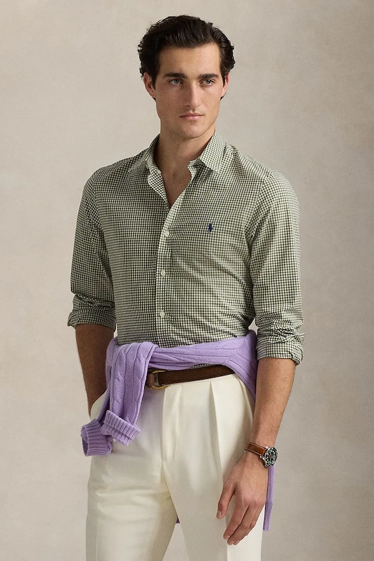 Košeľa Polo Ralph Lauren slim zelená 710929345