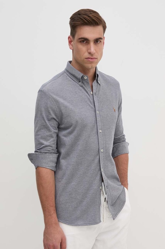 Bavlněná košile Polo Ralph Lauren hladký námořnická modř 710932545