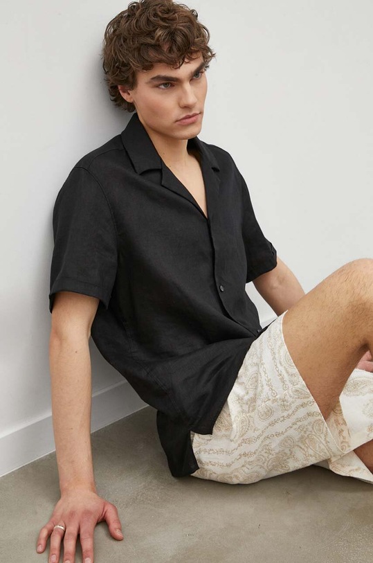 Drykorn koszula lniana BIJAN_2 czarny 47356.126004