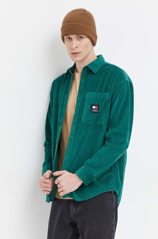 Tommy Jeans koszula sztruksowa bawełna zielony DM0DM18324