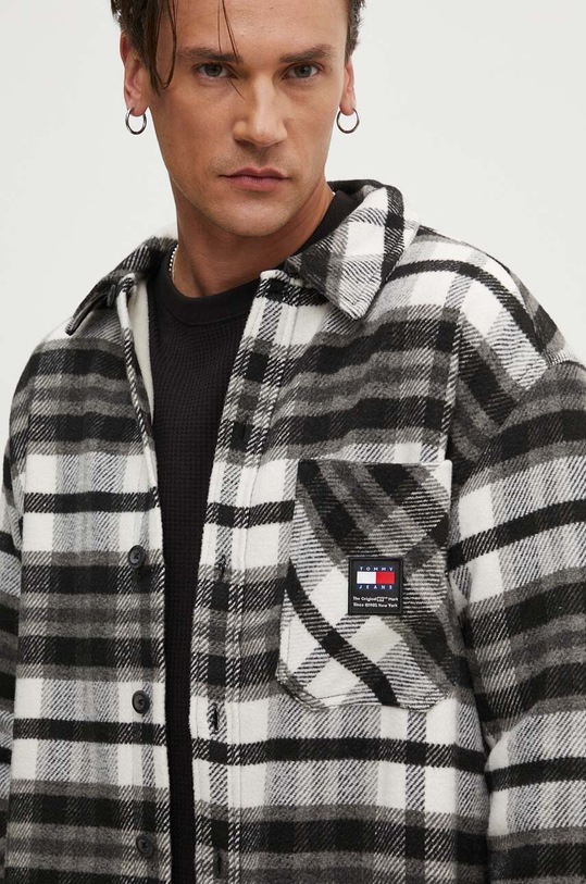 Tommy Jeans camasa TJM FLEECE LINED CHECK SHIRT EXT DM0DM18325 negru