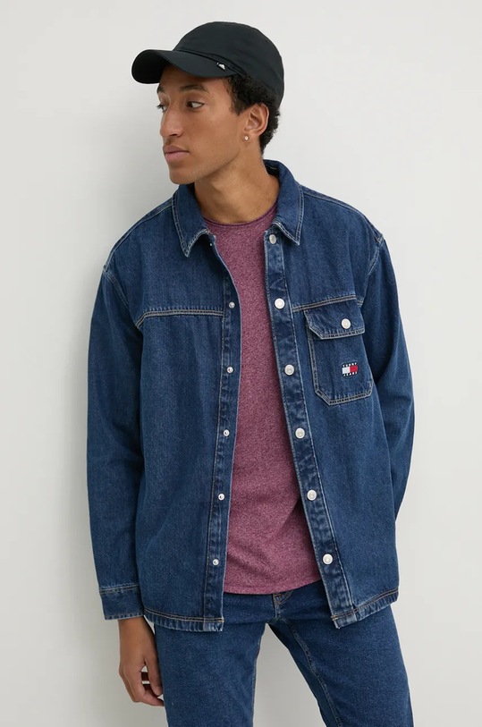Tommy Jeans koszula jeansowa bawełna granatowy DM0DM18328