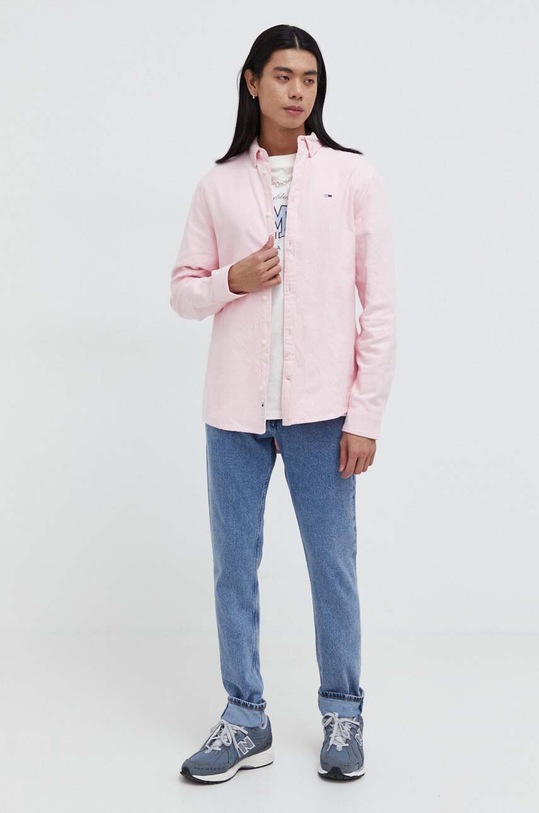 Odzież Tommy Jeans koszula bawełniana DM0DM18329 różowy