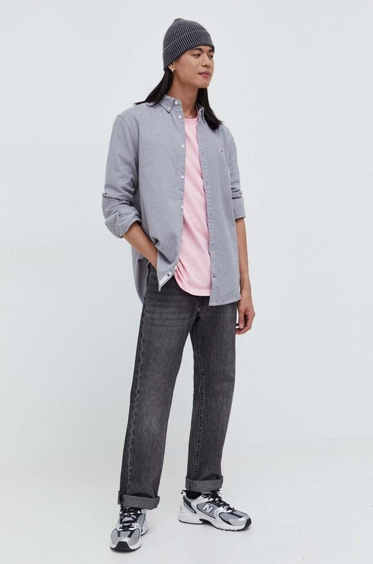 Tommy Jeans koszula bawełniana DM0DM18329 szary SS24