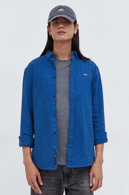 Tommy Jeans koszula bawełniana niebieski DM0DM18329