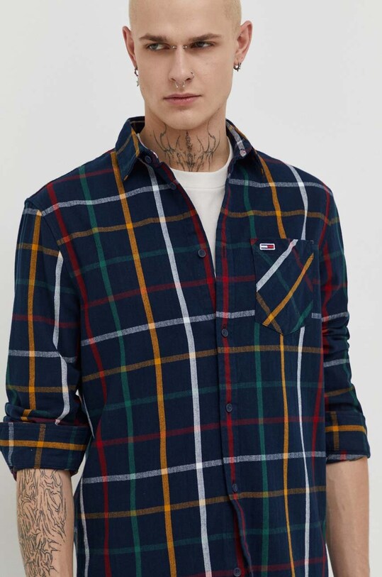 Tommy Jeans koszula bawełniana DM0DM18334 granatowy