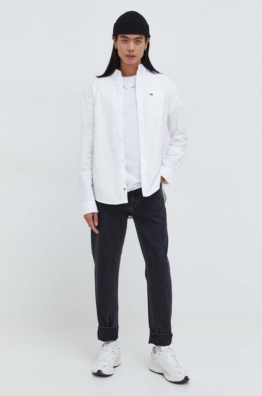 Odzież Tommy Jeans koszula bawełniana DM0DM18335 biały