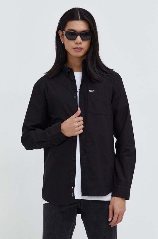 Tommy Jeans koszula bawełniana bawełna czarny DM0DM18335
