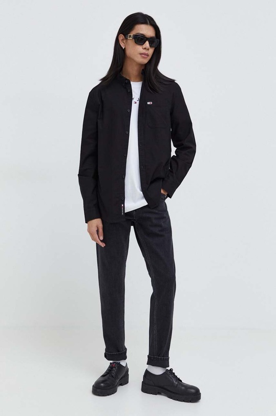 Odzież Tommy Jeans koszula bawełniana DM0DM18335 czarny