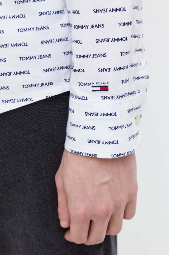 Βαμβακερό πουκάμισο Tommy Jeans DM0DM18337 λευκό