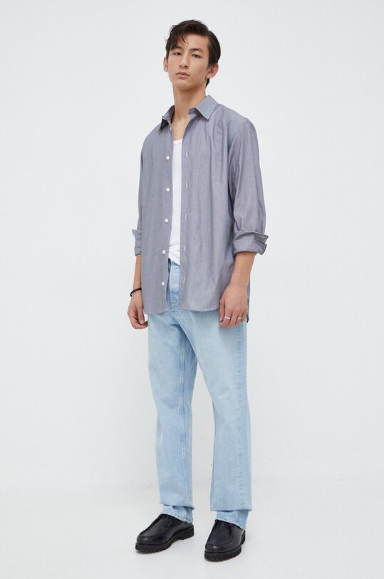 Хлопковая рубашка Samsoe Samsoe M23400021 серый SS24