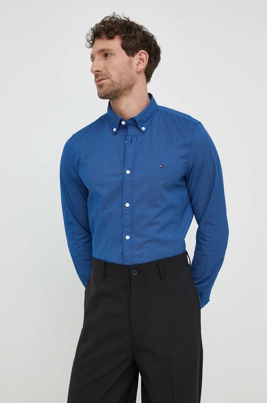 Bavlnená košeľa Tommy Hilfiger slim modrá MW0MW33762