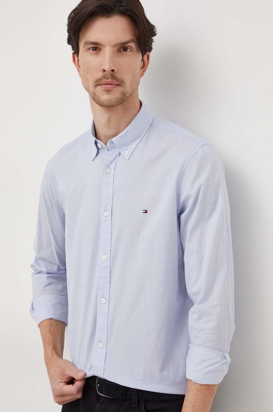 Bavlnená košeľa Tommy Hilfiger slim modrá MW0MW33762