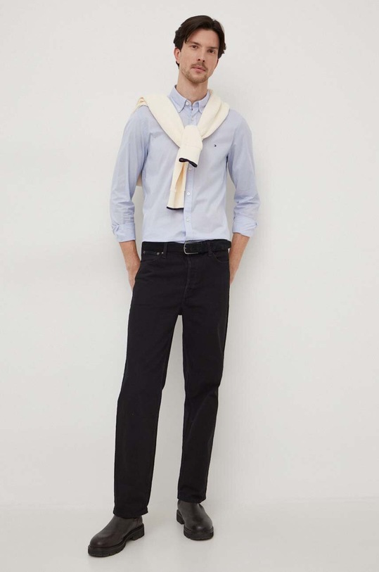Bavlnená košeľa Tommy Hilfiger MW0MW33762 modrá SS24