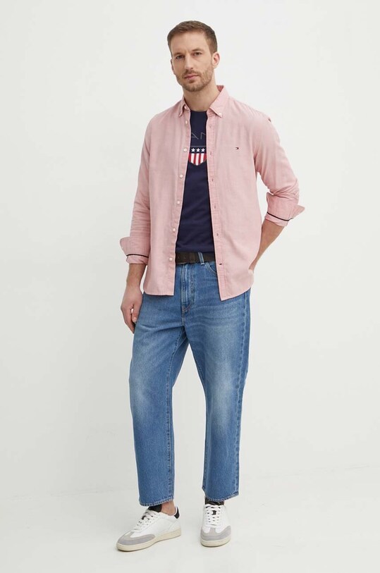 Odzież Tommy Hilfiger koszula bawełniana MW0MW33782 różowy