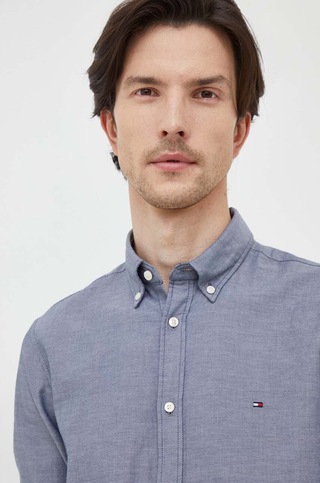 Camicia TOM TAILOR Uomo Slim Fit A Righe Sottili: Cotone Strutturato, Colore Rosso, Manica Lunga Con Colletto Kent