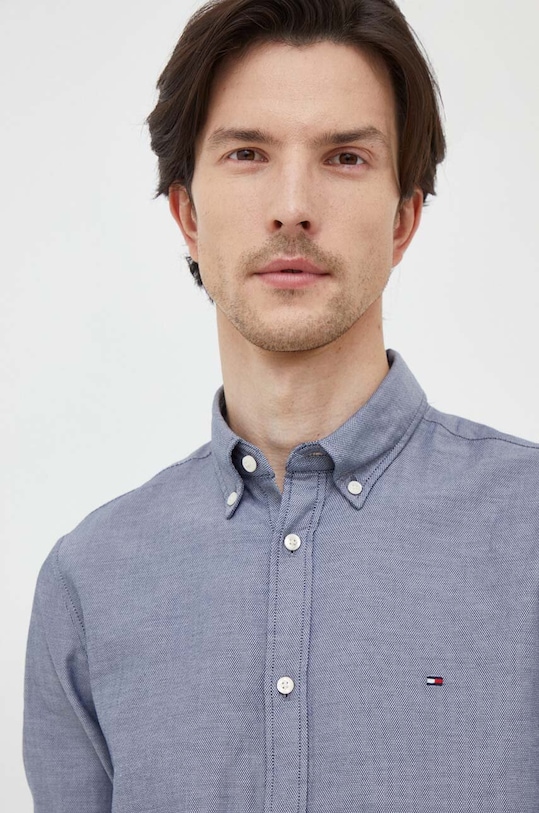 Tommy Hilfiger koszula bawełniana wzorzyste granatowy MW0MW33782