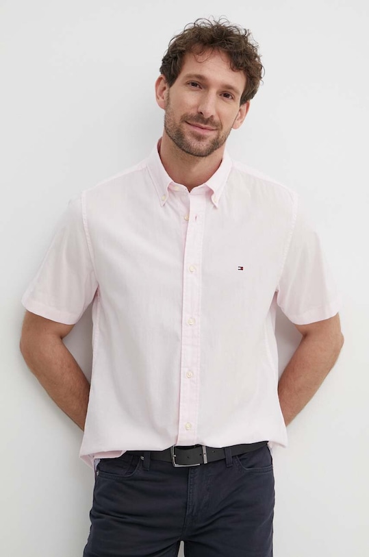 Tommy Hilfiger koszula bawełniana bawełna różowy MW0MW33809