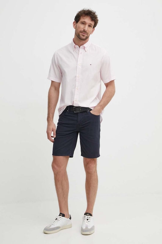 Odzież Tommy Hilfiger koszula bawełniana MW0MW33809 różowy