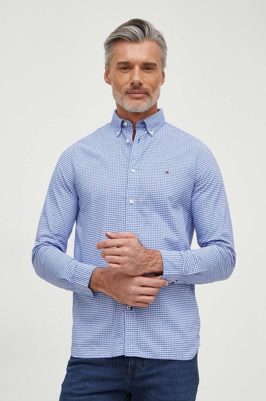 Tommy Hilfiger camicia in cotone slim blu MW0MW33764