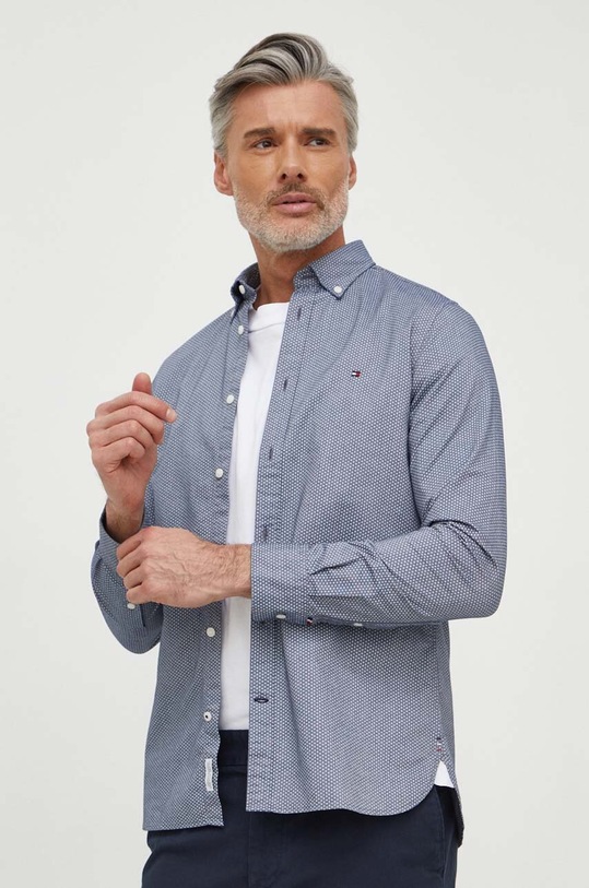 Tommy Hilfiger koszula bawełniana wzorzyste niebieski MW0MW33778