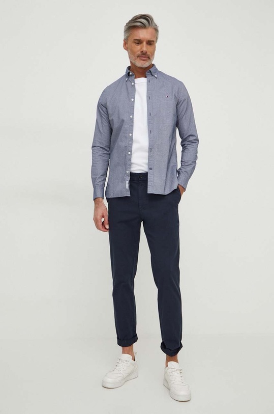 Odzież Tommy Hilfiger koszula bawełniana MW0MW33778 niebieski