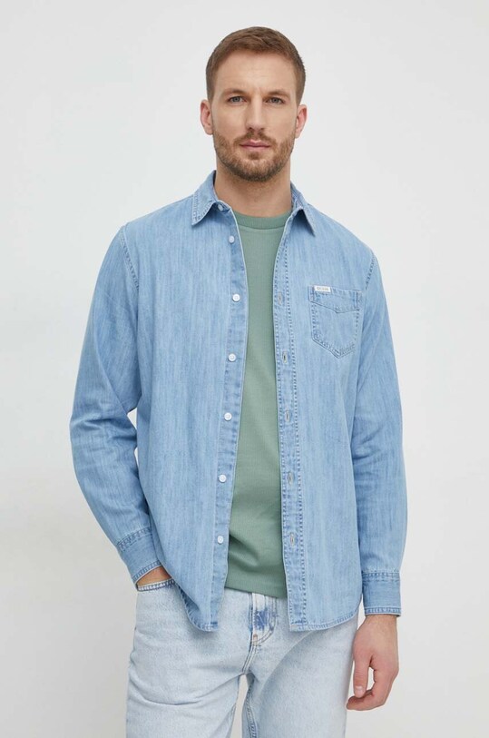 Джинсова сорочка Guess casual блакитний M4RH44.D14LH