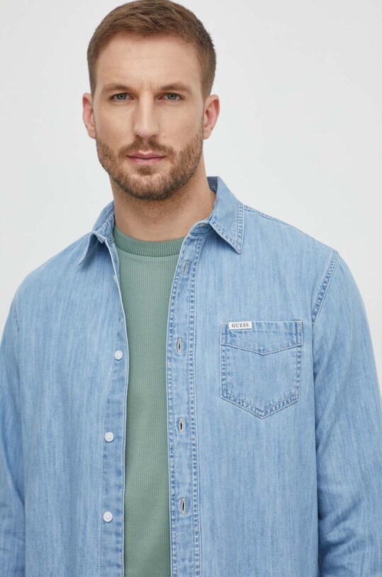 Джинсова сорочка Guess блакитний M4RH44.D14LH