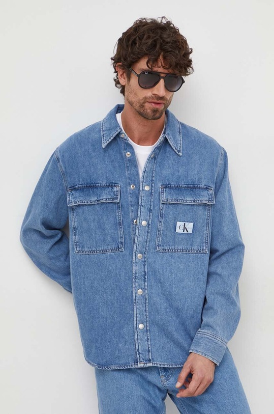 Rifľová košeľa Calvin Klein Jeans modrá J30J324582
