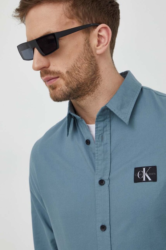 Bavlnená košeľa Calvin Klein Jeans J30J325027 tyrkysová