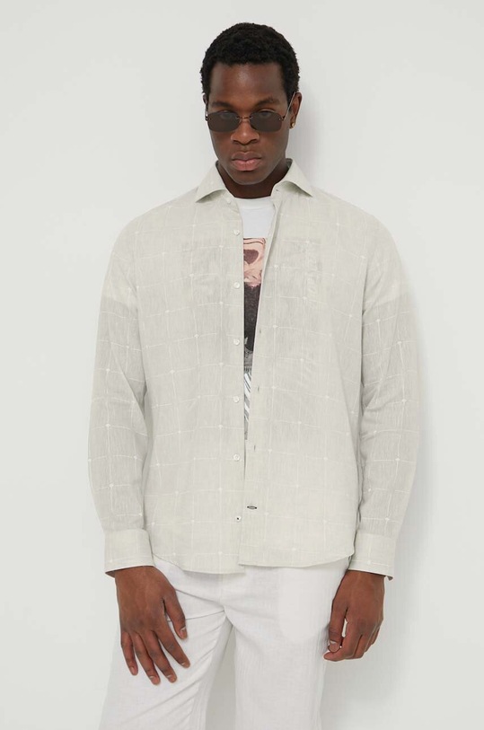 Сорочка з льону Joop! Pai візерунок бежевий 30041416