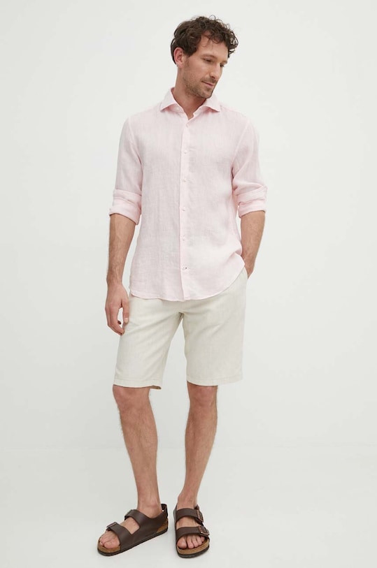 Joop! koszula lniana Pai 30041389 różowy SS24