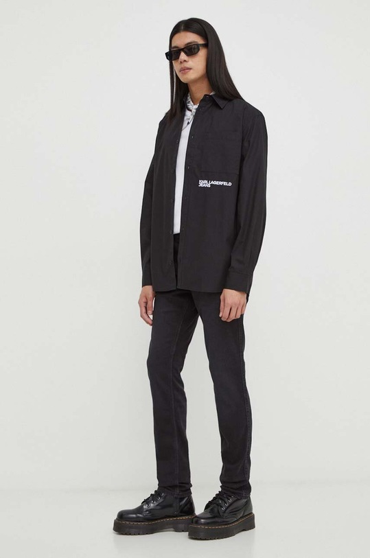 Ruházat Karl Lagerfeld Jeans pamut ing 240D1601 fekete