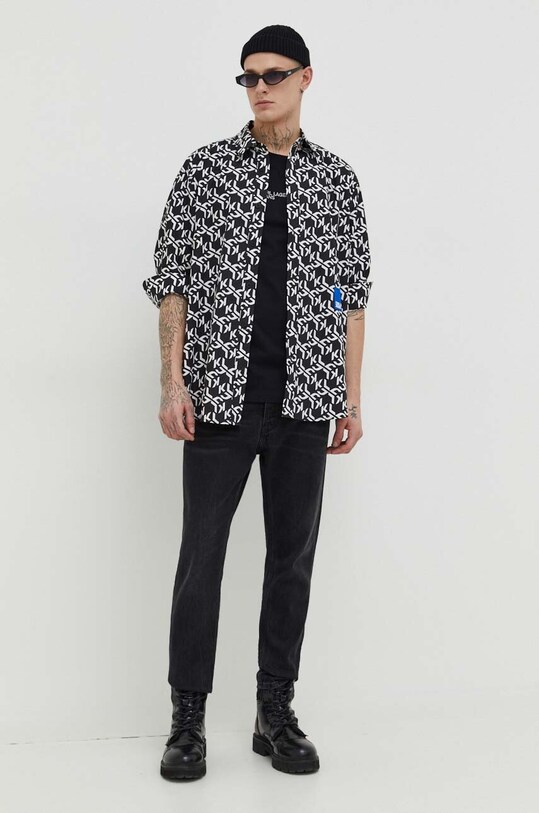 Odzież Karl Lagerfeld Jeans koszula bawełniana 236D1604 czarny