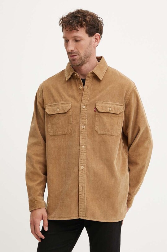 Bavlněná košile Levi's hladký béžová 19573