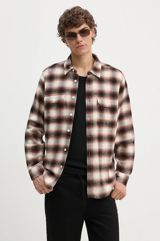 Bavlnená košeľa Levi's káro hnedá 19573