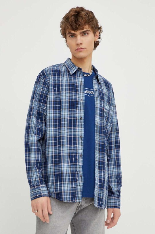 Levi's camasa din bumbac cu modele bleumarin 85746