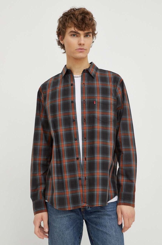 Βαμβακερό πουκάμισο Levi's κανονικό μαύρο 85746