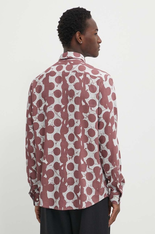 Odzież Tiger Of Sweden koszula z domieszką lnu Lowan T72292003 bordowy