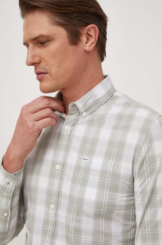 Pepe Jeans koszula bawełniana PARKER klasyczny zielony PM308268