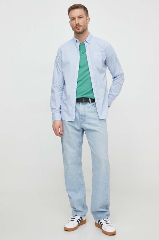 Bavlnená košeľa Pepe Jeans Prince PM308270 modrá SS24